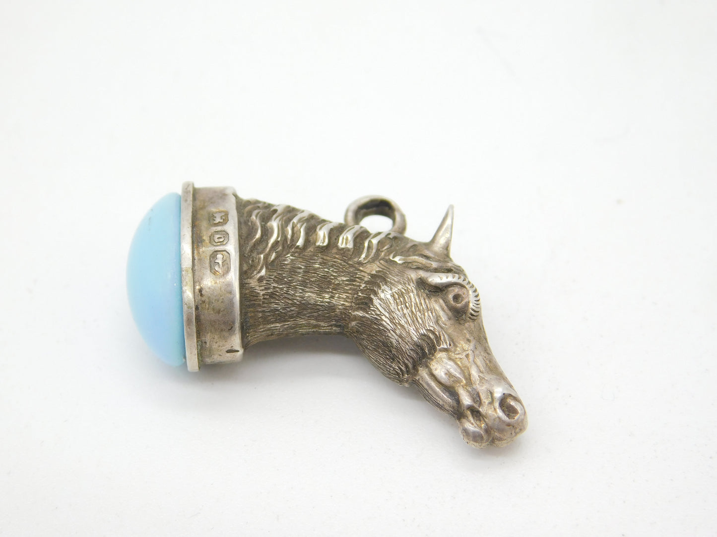 Victorian Sterling Silver Horse Form Fob Pendant Antique 1876 Birmingham