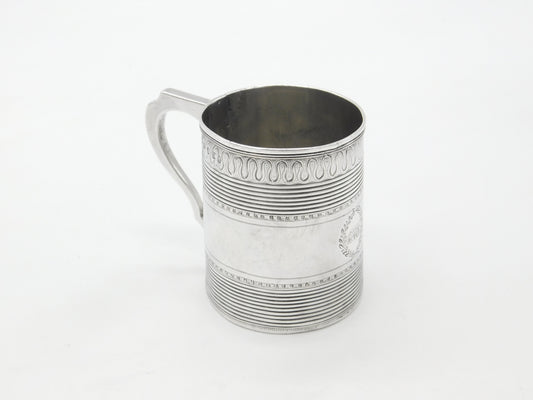 Georgian Sterling Silver Line Pattern Christening Mug Tankard 1799 London