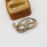 Victorian Sterling Silver Gilt Spinel Set Swirling Brooch Pin Antique c1860