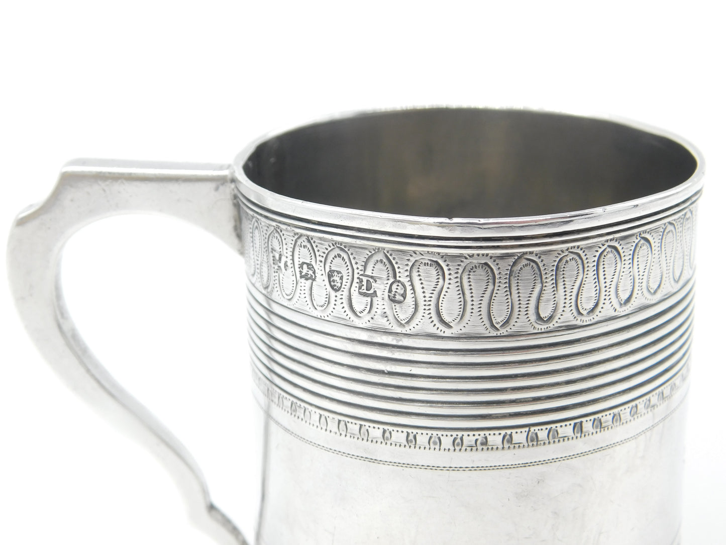 Georgian Sterling Silver Line Pattern Christening Mug Tankard 1799 London