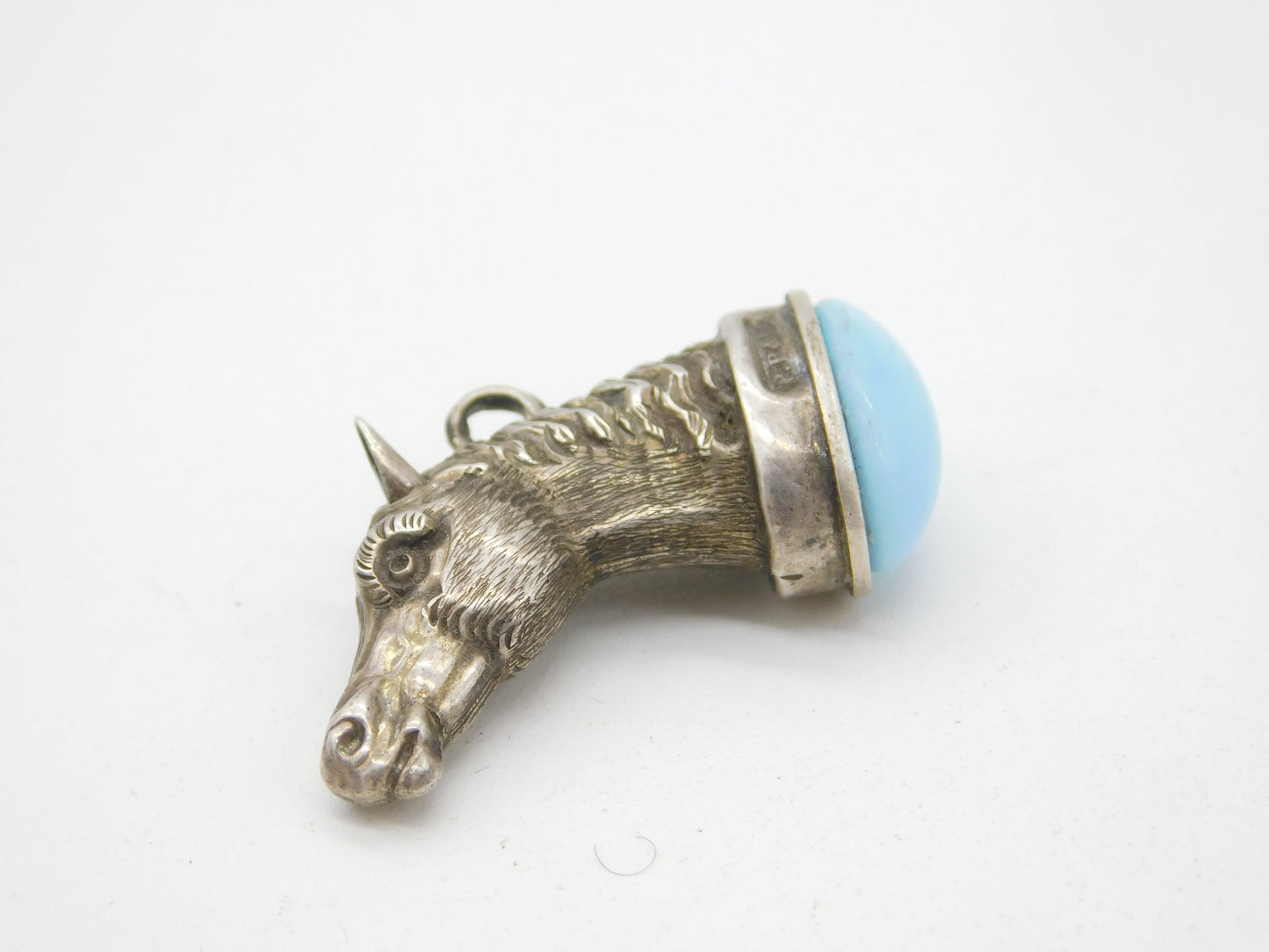 Victorian Sterling Silver Horse Form Fob Pendant Antique 1876 Birmingham