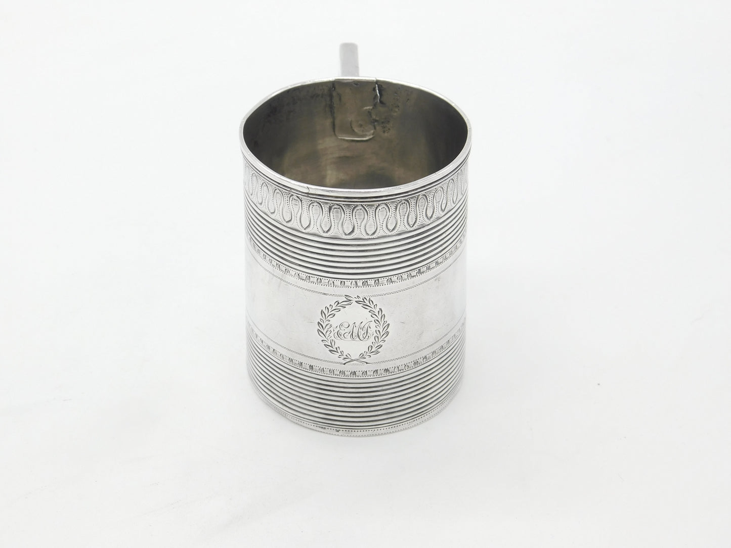 Georgian Sterling Silver Line Pattern Christening Mug Tankard 1799 London