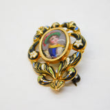 George III 18ct Gold & Colourful Enamel Child Figure Brooch Antique c1780