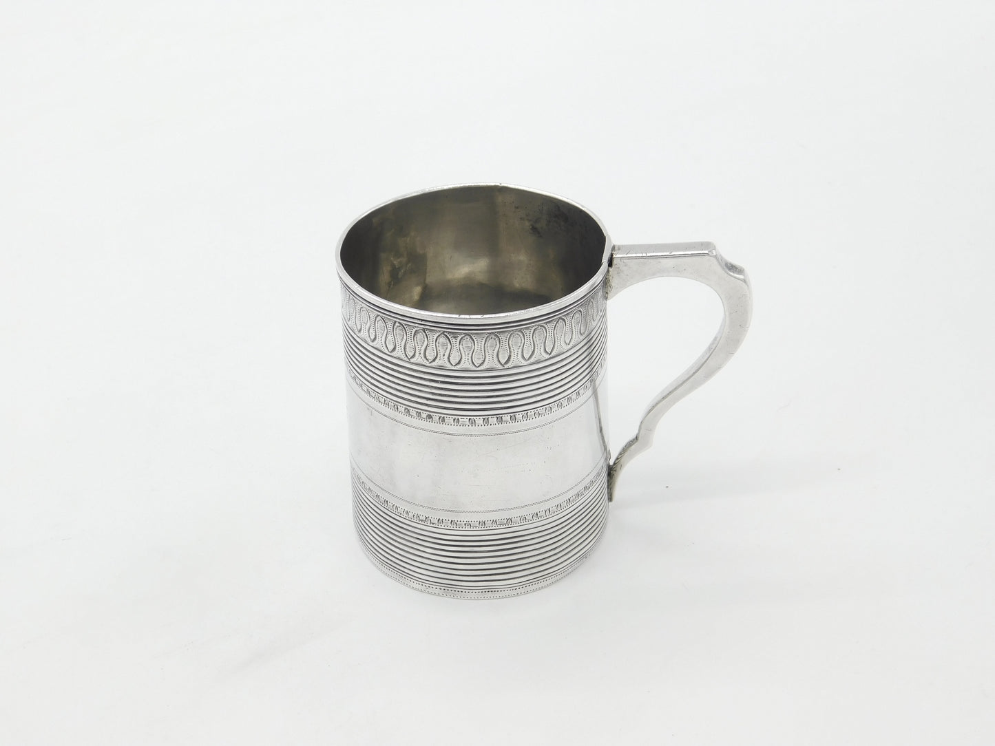 Georgian Sterling Silver Line Pattern Christening Mug Tankard 1799 London