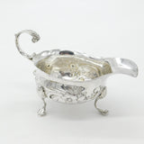 George II Sterling Silver Duck Crest Floral Sauce Boat c1745 London Antique