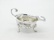 George II Sterling Silver Duck Crest Floral Sauce Boat c1745 London Antique
