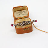 Victorian Belle Epoque 18ct Yellow Gold, Diamond & Ruby Brooch c1860 Antique