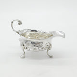 George II Sterling Silver Duck Crest Floral Sauce Boat c1745 London Antique
