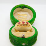 Victorian 18ct Gold, Ruby & Diamond Boat Ring Antique 1893 Birmingham