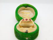 Victorian 18ct Gold, Ruby & Diamond Boat Ring Antique 1893 Birmingham