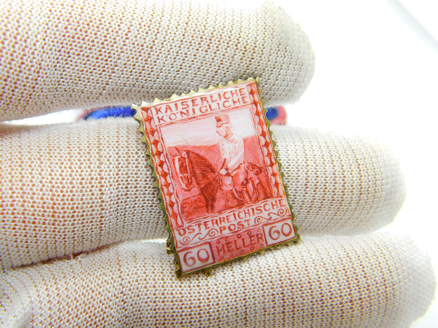 Edwardian Sterling Silver & Enamel Austrian 60 Heller Stamp Antique c1908