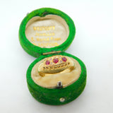 Victorian 18ct Gold, Ruby & Diamond Boat Ring Antique 1893 Birmingham