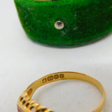 Victorian 18ct Gold, Ruby & Diamond Boat Ring Antique 1893 Birmingham