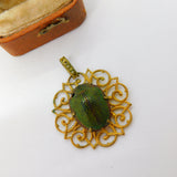 Victorian Pinchbeck Egyptian Revival Scarab Beetle Drop Pendant c1850 Antique