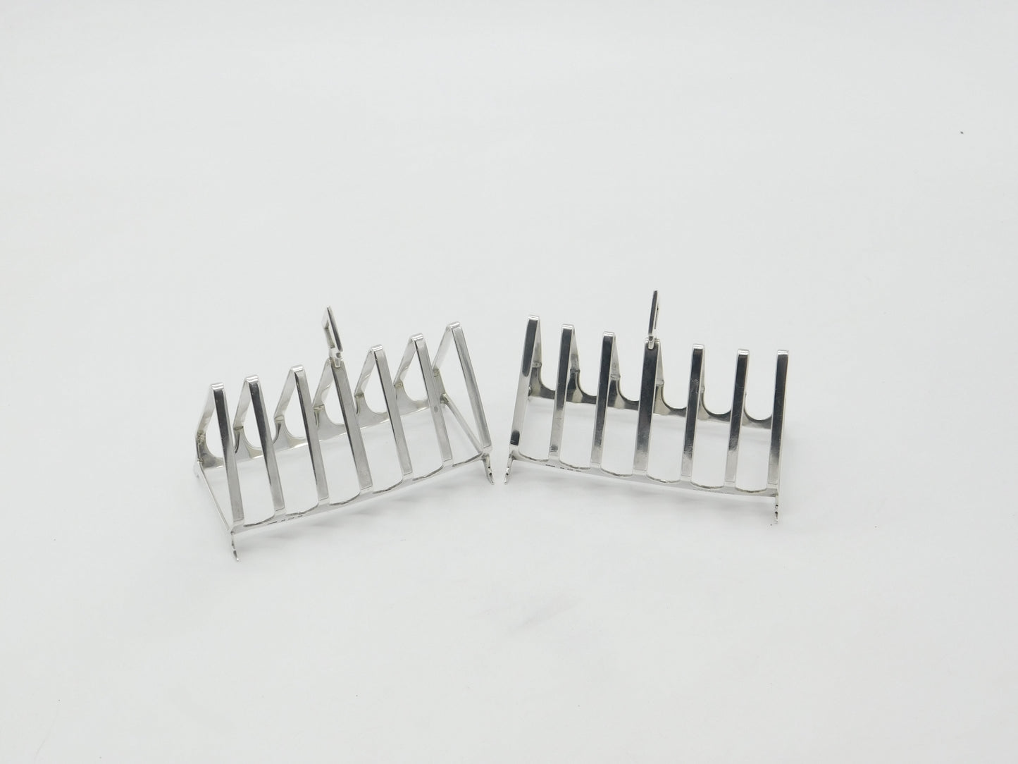 Pair of Sterling Silver Modernist Six-Bar Toast Racks 1931 Birmingham Antique