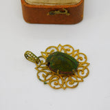 Victorian Pinchbeck Egyptian Revival Scarab Beetle Drop Pendant c1850 Antique
