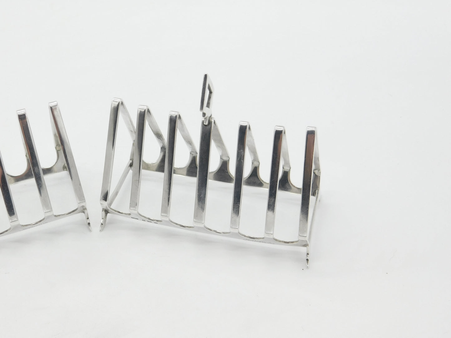 Pair of Sterling Silver Modernist Six-Bar Toast Racks 1931 Birmingham Antique