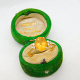 18ct Yellow Gold, Citrine & Six-Stone Diamond Dress Ring Vintage c1980