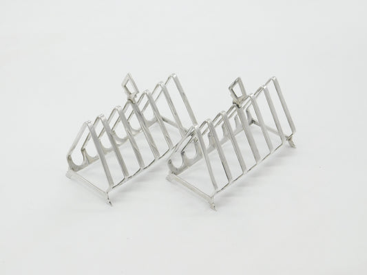 Pair of Sterling Silver Modernist Six-Bar Toast Racks 1931 Birmingham Antique