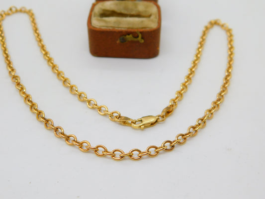 9ct Yellow Gold Cable Link Chain Necklace Vintage 2005 Birmingham 18" Length