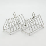 Pair of Sterling Silver Modernist Six-Bar Toast Racks 1931 Birmingham Antique