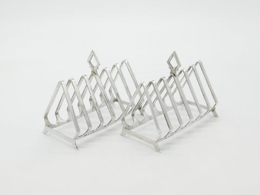 Pair of Sterling Silver Modernist Six-Bar Toast Racks 1931 Birmingham Antique