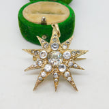 Victorian Sterling Silver Gilt & Paste Set Starburst Drop Pendant Antique c1880