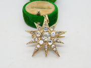 Victorian Sterling Silver Gilt & Paste Set Starburst Drop Pendant Antique c1880