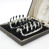 Boxed Pair of Sterling Silver Viking Ship Shaped Toast Racks 1977 Birmingham