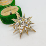 Victorian Sterling Silver Gilt & Paste Set Starburst Drop Pendant Antique c1880