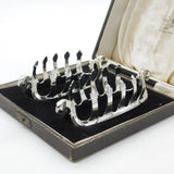 Boxed Pair of Sterling Silver Viking Ship Shaped Toast Racks 1977 Birmingham