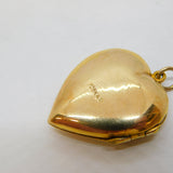 9ct Yellow Gold Back & Front Floral Pattern Heart Locket Pendant Antique c1920