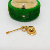 9ct Yellow Gold Riding or Hat & Whip Charm Pendant Vintage c1970