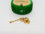 9ct Yellow Gold Riding or Hat & Whip Charm Pendant Vintage c1970