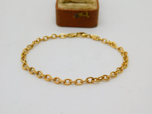 9ct Yellow Gold Cable Link Chain Bracelet Vintage 2005 Birmingham Vintage