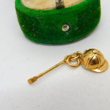 9ct Yellow Gold Riding or Hat & Whip Charm Pendant Vintage c1970