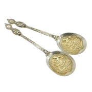 Victorian Sterling Silver Art Nouveau Fairy Pattern Spoons Antique 1897 London