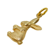 9ct Yellow Gold Bunny Rabbit Hare Charm Pendant Vintage c1970