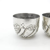 Pair of Victorian Sterling Silver Floral Pattern Salt Cellars 1878 London Antiqu