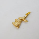 9ct Yellow Gold Bunny Rabbit Hare Charm Pendant Vintage c1970