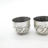 Pair of Victorian Sterling Silver Floral Pattern Salt Cellars 1878 London Antiqu