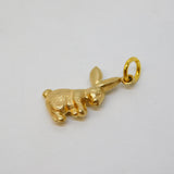 9ct Yellow Gold Bunny Rabbit Hare Charm Pendant Vintage c1970