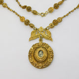 17th Century Spanish Colonial Silver Gilt Cannetille Reliquary Floral Necklace Antique