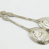 Victorian Sterling Silver Art Nouveau Fairy Pattern Spoons Antique 1897 London