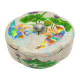 Japanese .999 Pure Silver Guilloche Enamel Floral-Bird Pattern Tea Caddy Antique