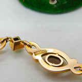 9ct Yellow Gold, Pink Topaz & Peridot Floral Dress Bracelet Antique c1930 Deco