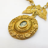 17th Century Spanish Colonial Silver Gilt Cannetille Reliquary Floral Necklace Antique