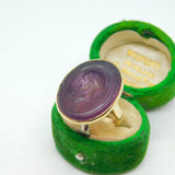 George III Grand Tour Carved Amethyst Cameo Signet Ring Antique c1820