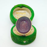 George III Grand Tour Carved Amethyst Cameo Signet Ring Antique c1820