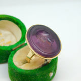 George III Grand Tour Carved Amethyst Cameo Signet Ring Antique c1820